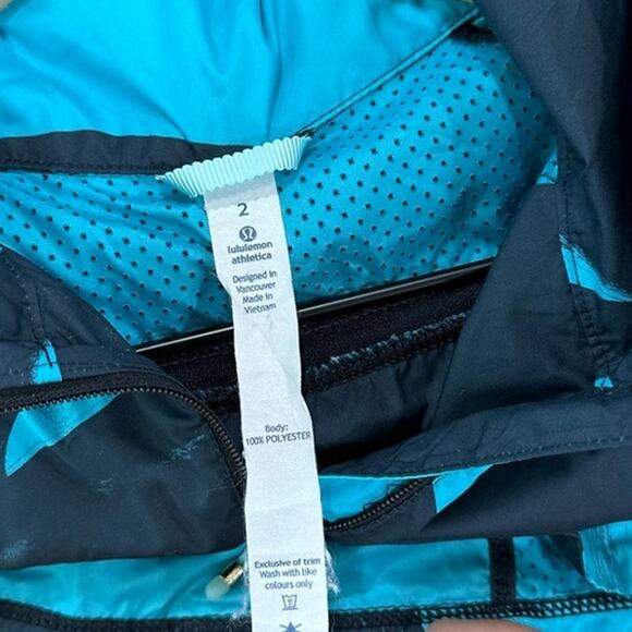 Lululemon Back Pack It Jacket Back Spin Stroke Peacock Blue Hooded Full Zip 2 - Picture 5 of 6